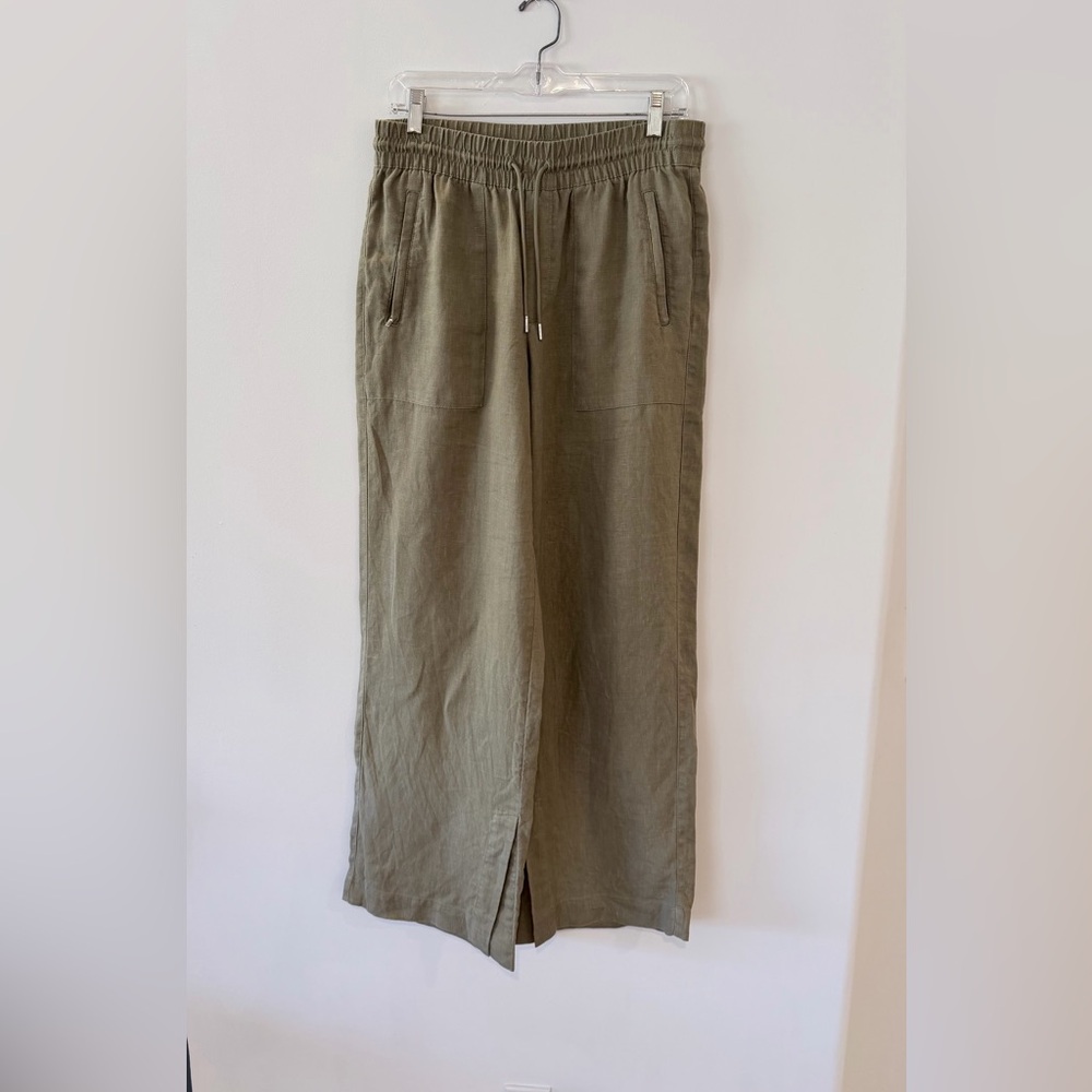 Athleta Linen Olive Green Pants, Small